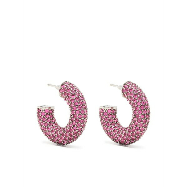 アミナモアディ レディース ピアス＆イヤリング アクセサリー Cameron crystal-embellished hoop earrings Silver｜asty