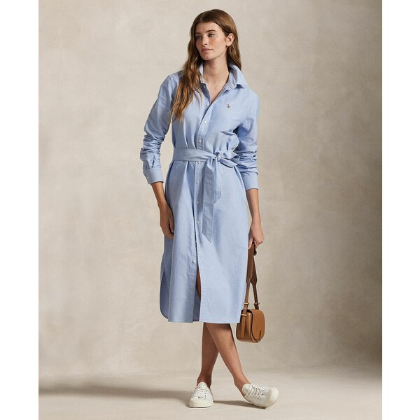 【美品】近年　ラルフローレン　シャツワンピース　刺繍　ポニー　ストライプ　ベルト ポニー刺繍 ポロラルフローレン シャツワンピース ワンピース