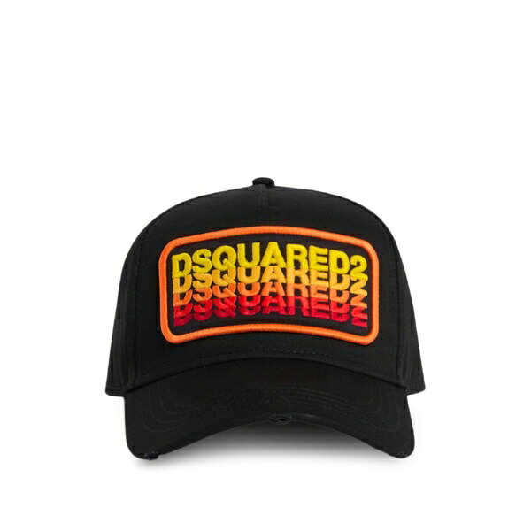 ディースクエアード メンズ かぶり笠 付属品 Logo-patch baseball cap Black