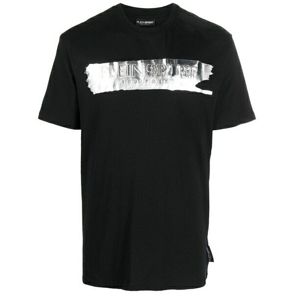 飾り気の無い運動競技 メンズ プルオーバー トップス Ss silver brush cotton t-shirt Black