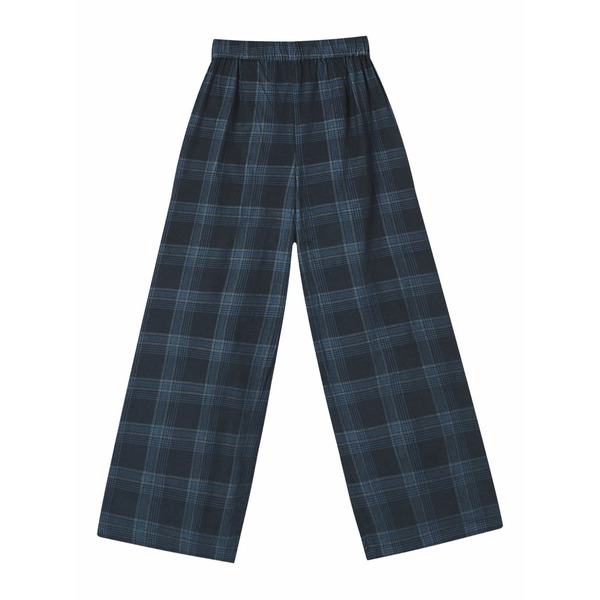 ミニクリーム レディース カジュアルパンツ ボトムス Elasticated-waist checked trousers Blue|asty