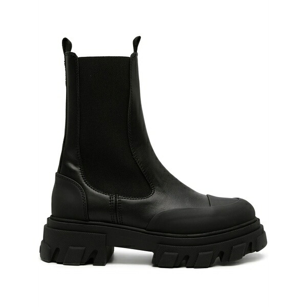 ガニー レディース ブーツ シューズ Cleated faux-leather chelsea boots Black｜asty