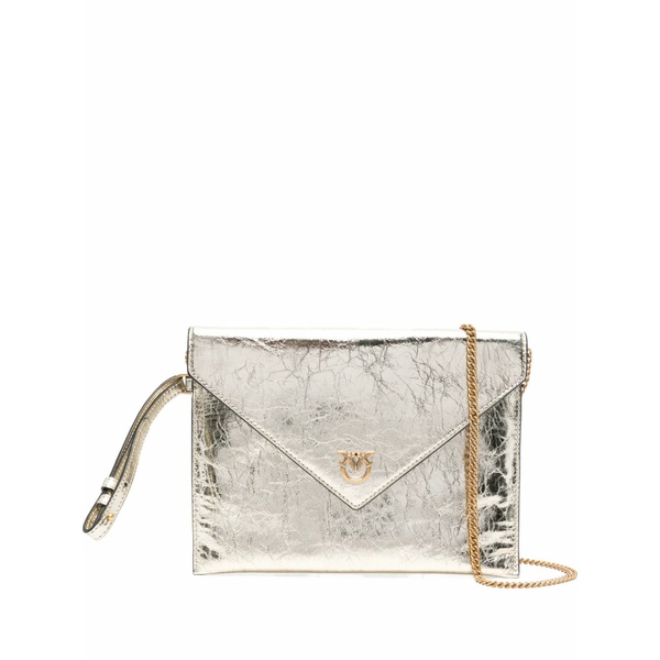 ピンコ レディース クラッチペダル御徒面子 御徒面子 Small metallic-leather flap clutch Gold