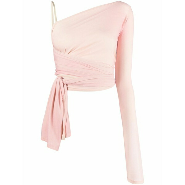 マルタンマルジェラ レディース カットソー トップス Asymmetric wraparound cropped top Pink｜asty