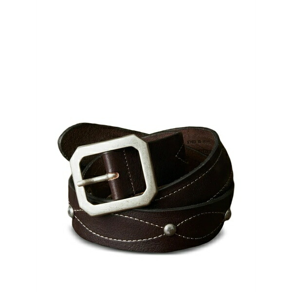 フォルテラ メンズ 三尺帯 添え物 Topstitching leather belt Brown