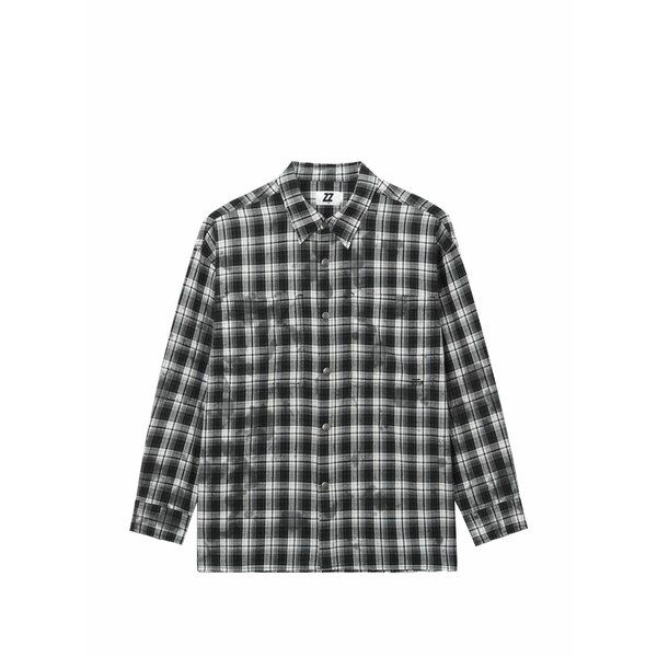 イズエ メンズ プルオーバー トップス Check-pattern shirt Black