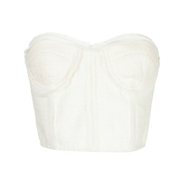 ゴエンジェイ レディース カットソー トップス Chiffon-trimmed tweed bustier top Neutrals｜asty