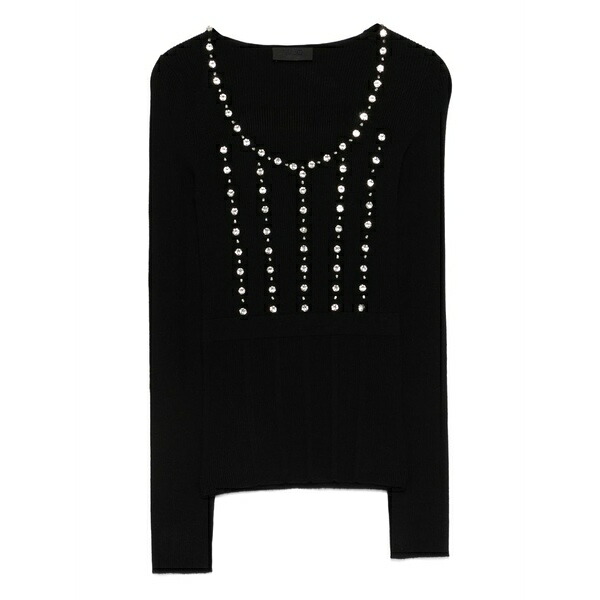 リュージョー レディース ニット&セーター アウター Embellishments top Black｜asty