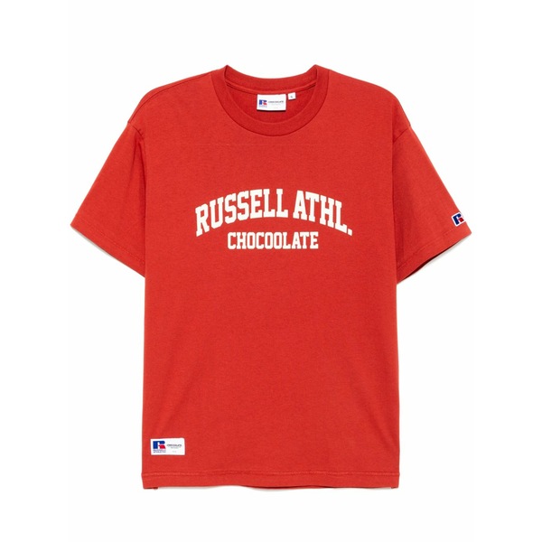 黒茶 メンズ プルオーバー トップス Logo-print t-shirt Red