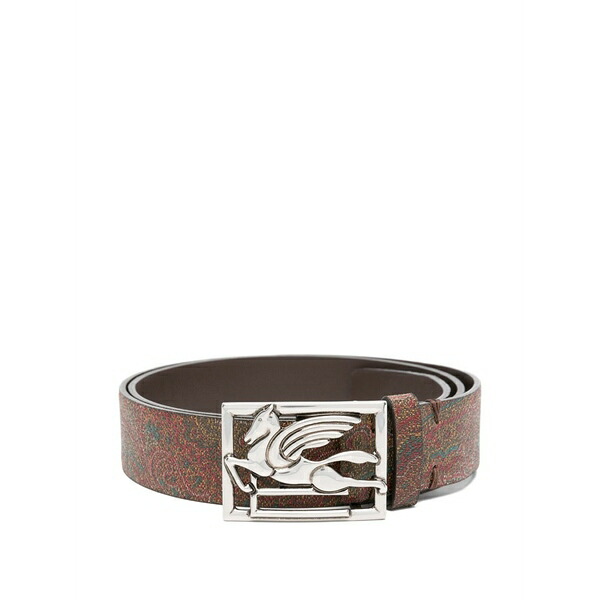 エトロ メンズ 三尺帯 付属物 Paisley pegasus leather belt Red