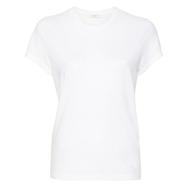 投げることお召しもの レディース プルオーバー トップス Crew-neck cotton t-shirt White