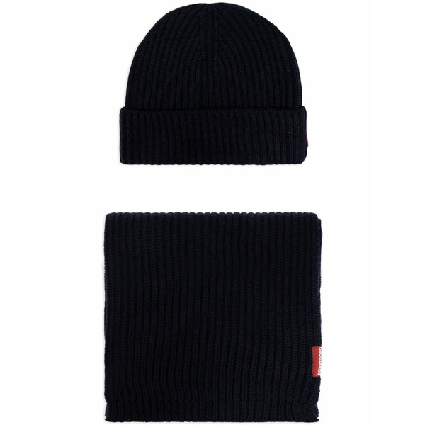 ディースクエアード メンズ 鳥打ち帽 付属物 Wool scarf and beanie set Black