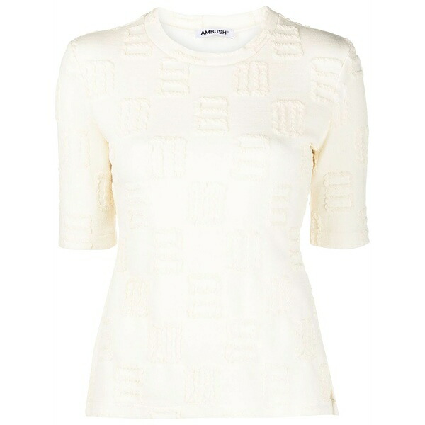 アンブッシュ レディース Tシャツ トップス Monogram-pattern t-shirt Neutrals|asty