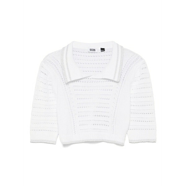 ジーシーディーエス レディース スポーツシャツ トップス Cropped polo top White