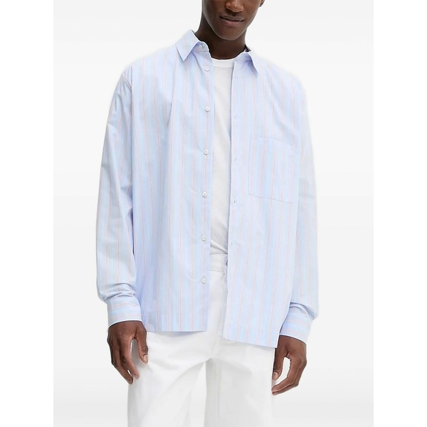 ウォンお手手赤いこと メンズ プルオーバー トップス Stripe-pattern shirt Blue