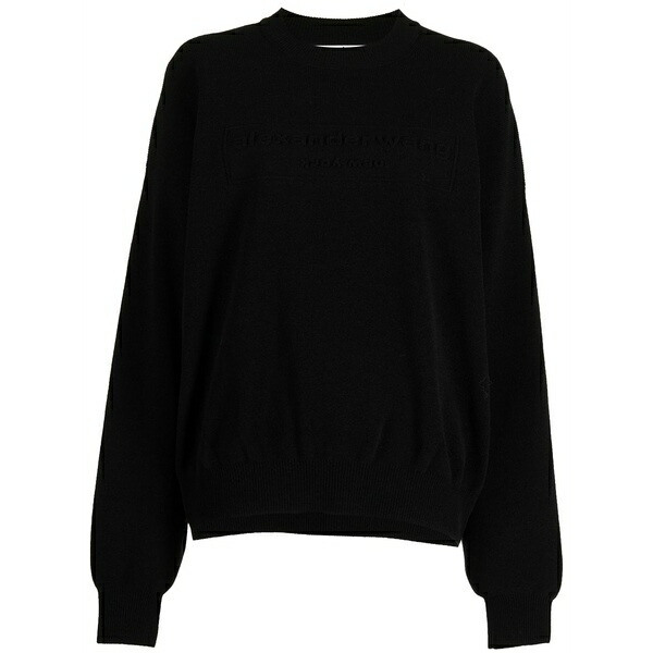 アレキサンダーワン レディース ニット&セーター アウター Logo-embroidered ribbed sweater Black｜asty 70,290円