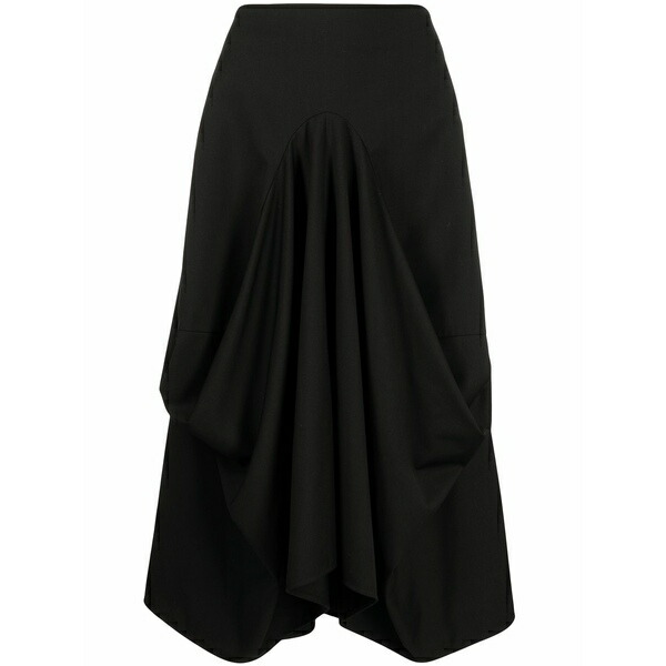 ゴエンジェイ レディース スカート ボトムス Structured draping midi skirt Black｜asty