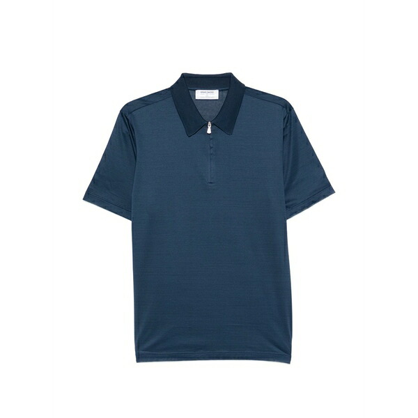 グランサッソ メンズ ポロシャツ トップス Half-zip polo shirt Blue｜asty