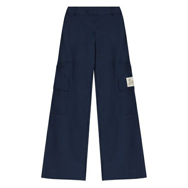 オフホワイト レディース カジュアルパンツ ボトムス Patch-pocket wide-leg trousers Blue|asty