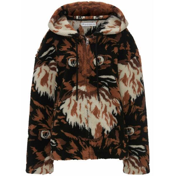 J.W.アンダーソン レディース 上衣＆上衣 アウター Faux-fur hooded jacket Brown
