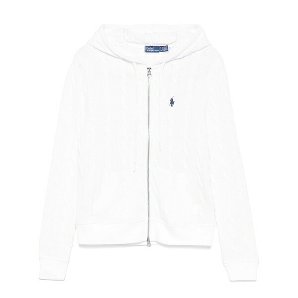 ラルフローレン レディース ジレー アウター Cable-knit hooded cardigan  White