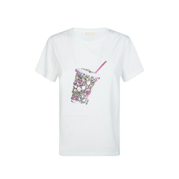 リュージョー レディース プルオーバー トップス Rhinestone embellished t-shirt White