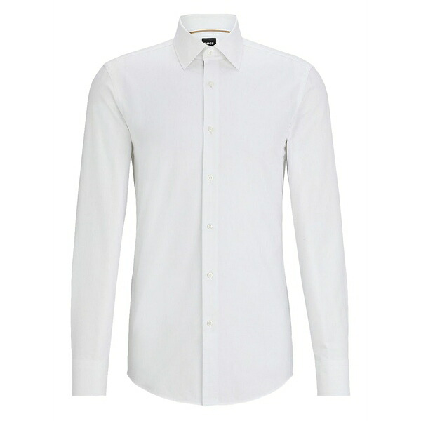 ボス メンズ シャツ トップス Long-sleeve button-down shirt White