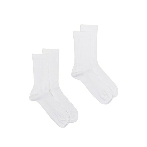 トーテム レディース ソックス アンダーお召しもの Ribbed crew socks (set of two) White