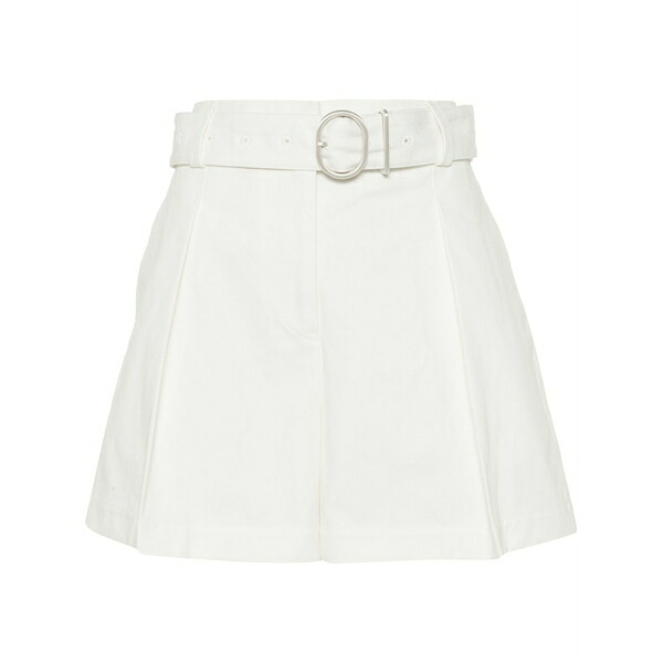 ジル・サンダー レディース カジュアルパンツ ボトムス Pleat-detail belted cotton shorts White|asty