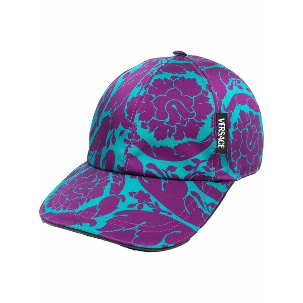 ヴェルサーチ メンズ 帽子 アクセサリー All-over floral-print cap Blue|asty