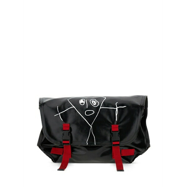 プランシー レディース ショルダーバッグ 御徒面子 Doodle-print buckle shoulder bag Black