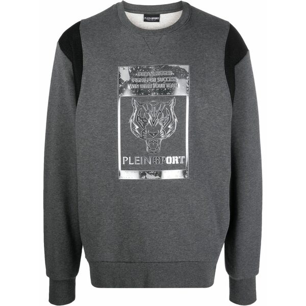 プレインスポーツ メンズ パーカー・スウェットシャツ アウター Tiger-head logo-print sweatshirt Grey