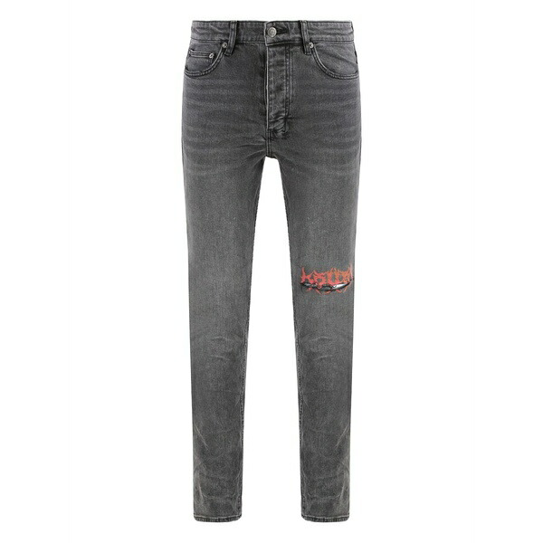 スビ メンズ デニムパンツ ボトムス Distressed-effect jeans Grey|asty