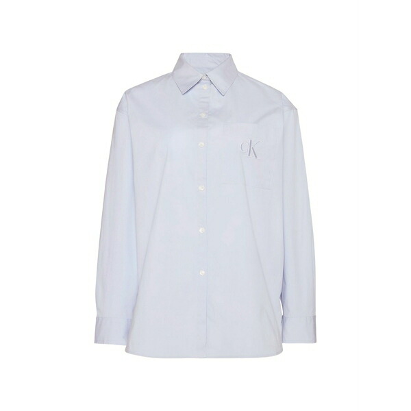 カルバンクライン レディース シャツ トップス Chest-pocket logo-detail shirt Blue|asty