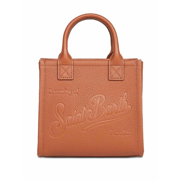 エムシーツーセイントバース レディース トートバッグ バッグ Mini embossed grained leather tote bag Brown|asty