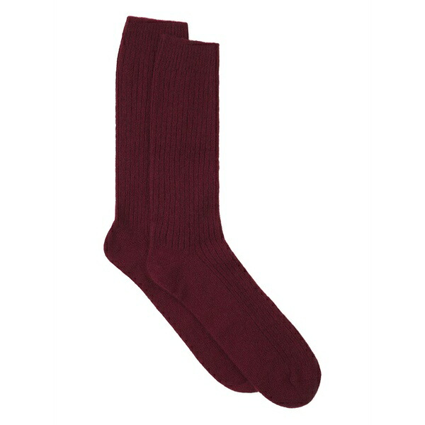 ランバン メンズ 靴下 アンダーウェア Ribbed-knit socks Red｜asty