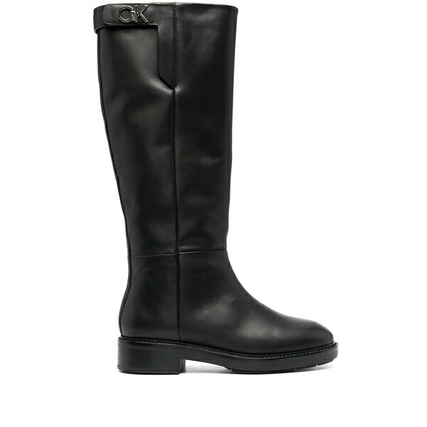 カルバンクライン レディース ブーツ シューズ Logo-plaque knee-high boots Black