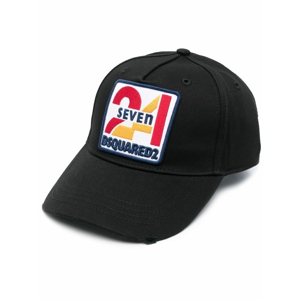 ディースクエアード メンズ 帽子 アクセサリー Logo-embroidered cotton cap Black｜asty