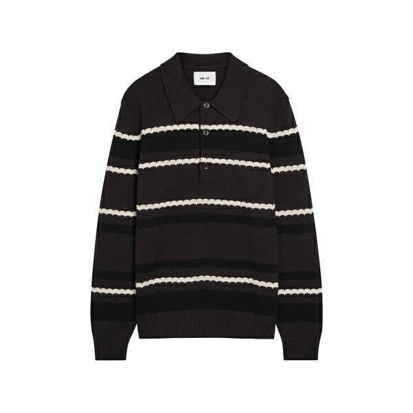 エヌエヌ77 メンズ ポロシャツ トップス Alfie striped polo shirt Brown｜asty