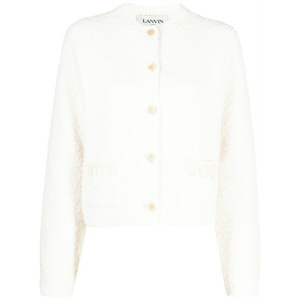 ランバン レディース カーディガン アウター Textured-finish button-fastening cardigan White｜asty