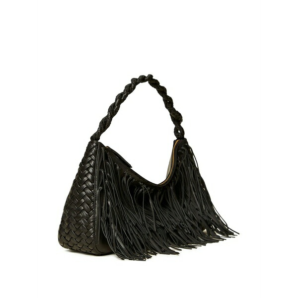 ツイン書き割り レディース ショルダーバッグ 御徒面子 Medium liliane fringe shoulder bag Black