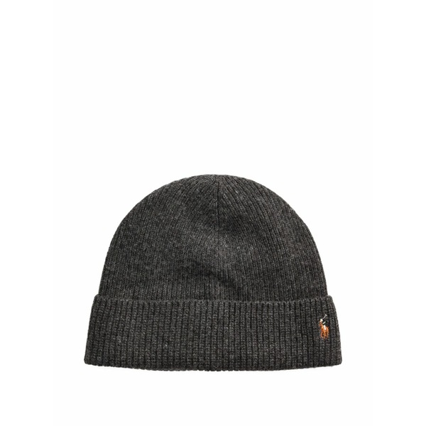 ラルフローレン メンズ 帽子 アクセサリー Signature pony rib-knit beanie Grey|asty