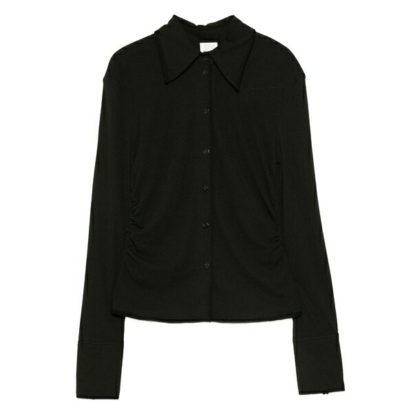 ナヌーシュカ レディース スポーツシャツ トップス Long-sleeved buttoned polo shirt Black