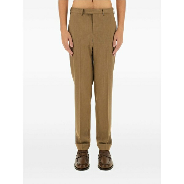 PTトリノ メンズ カジュアルパンツ ボトムス Straight-leg tailored trousers Brown|asty