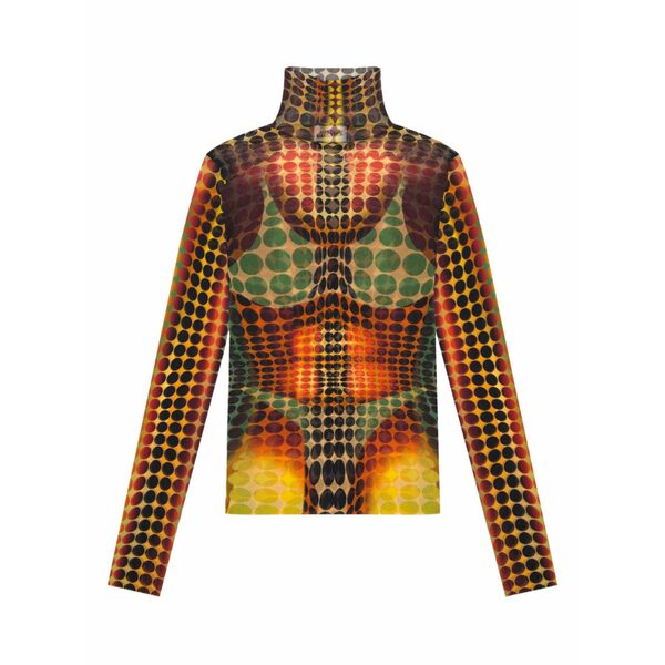 ジャンポール ゴルチエ レディース シャツ トップス Long-sleeve dots mesh top Yellow｜asty