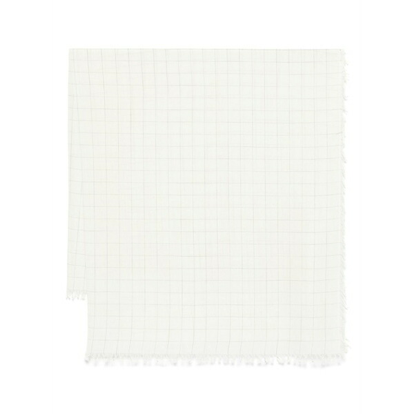 トーテム レディース 消音装置・袈裟・えり巻き 付属品 Checked scarf White マフラー・スカーフ-レディースマフラー・ストール