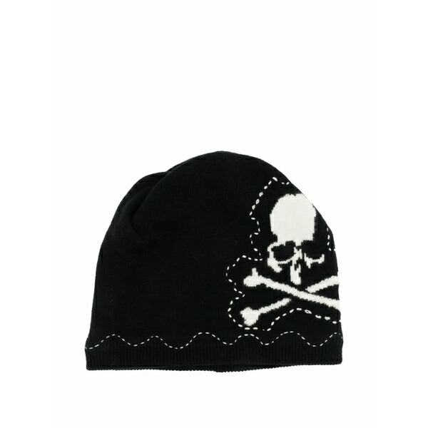 お師匠さん肝ったま・ジャパン メンズ 鳥打ち帽 付属物 Skull-embellished beanie Black