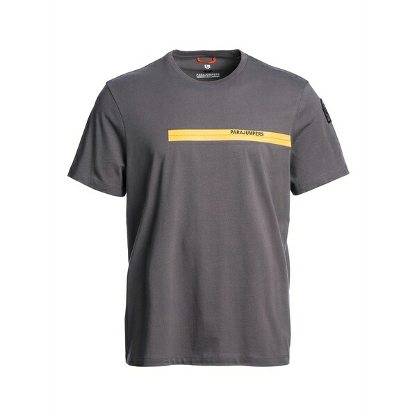 パラジャンパーズ メンズ Tシャツ トップス Logo-stripe patch t-shirt Grey｜asty