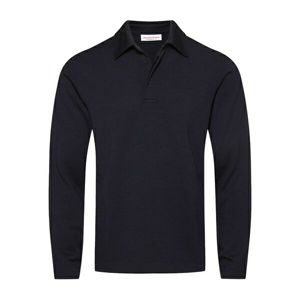 オールバー ブラウン メンズ ポロシャツ トップス Ben long-sleeve polo shirt Blue|asty