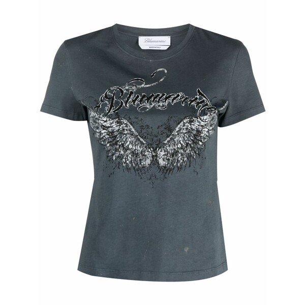ブルマリン レディース プルオーバー トップス Logo-print cotton t-shirt Black
